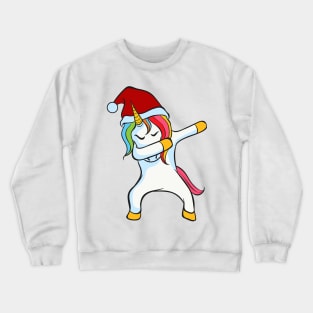 Dabbing Unicorn with Christmas Santa Hat Crewneck Sweatshirt